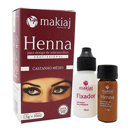 HENNA PARA SOBRANCELHAS CASTANHO MÉDIO 1,5G MAKIAJ - Webiishop