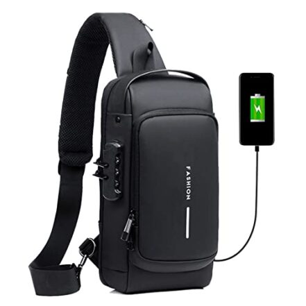 Homesen Mochila masculina com cadeado à prova d'água anti-roubo bolsa com porta de carregamento USB bolsa de ombro mochila transversal - Webiishop