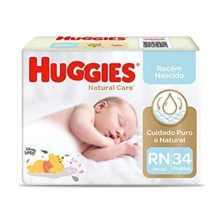 Huggies NATURAL CARE RN - Fralda recém-nascido, 34 unidades - Webiishop