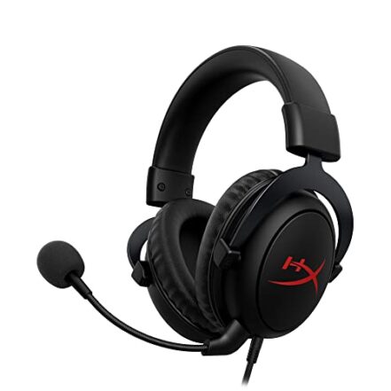 HyperX Cloud Core Fone de ouvido para jogos, para PC, som surround 7.1, almofadas auriculares de espuma viscoelástica, armação de alumínio durável, microfone removível com cancelamento de ruído, Preto - Webiishop