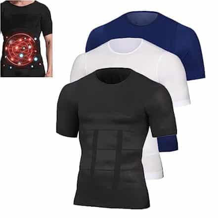 Ion Slimming and Shaping Undershirt, Gynecomastia Compression Shirts for Men Short Sleeve, Shaper Slimming Compression Shirt (3 Colors,M) - Webiishop