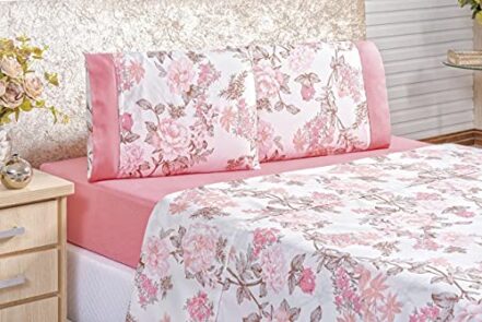 Jogo De Cama Naturale Lençol Casal Queen 04 Peças Estampado Micropercal 200 Fios Serene - Webiishop