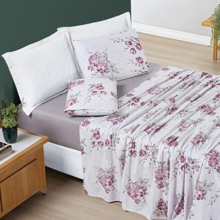 Jogo Lençol Cama Casal 4 peças Micropercal 200 fios Avere Cor:Lilac - Webiishop
