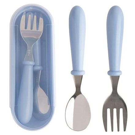 Jogo Talheres Clink Colher Garfo Inox Infantil Kit Com Estojo Bebê (Azul) - Webiishop