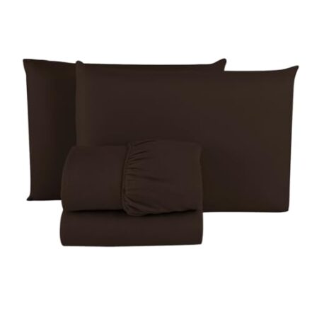 Jogo de Lençol Casal 04 Peças Microfibra 150 Fios 100% Poliéster Cama Box (MARROM) - Webiishop