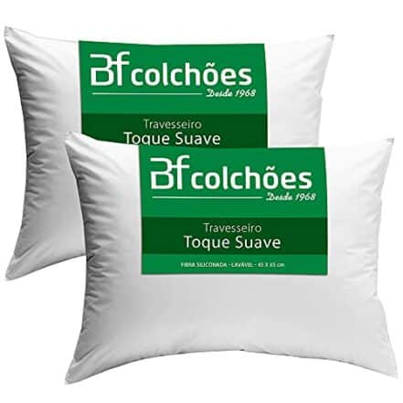Kit 2 Travesseiros Antialérgico de Fibra Macio Lavável 45X65 BF Colchões… - Webiishop