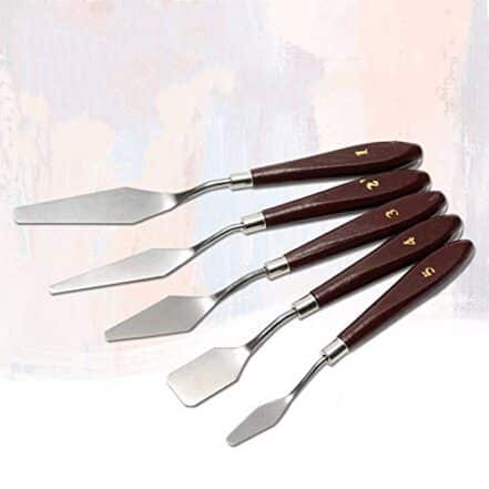Kit 5 Espátula Inox Pintura Óleo Acrílica Tela Arte - Webiishop