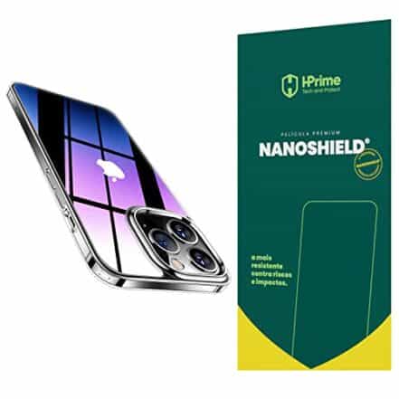 Kit Capa Capinha Para iPhone 14 Pro Tela de 6.1 Case Air Anti Impacto Transparente + Película Hprime Nanoshield (Transparente + Hprime Nanoshield) - Webiishop