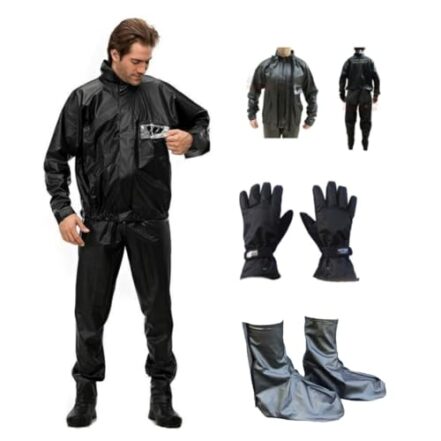 Kit Capa de Chuva PVC Pantaneiro Unissex Motoqueiro M + Polaina + Luva Impermeável GG - Webiishop