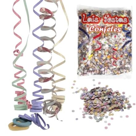 Kit Carnaval 4 Confetes 120g + 2 Serpentinas (40 Rolinhos) - Webiishop
