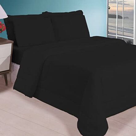 Kit Edredom Casal Jogo de Cama Leve Para Verão (6 Peças, Preto) - Webiishop