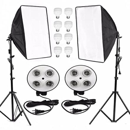 Kit Estúdio 2 SoftBox Quadruplo 50 X 70 + 2 Tripés 2m + 8 Lampadas LED - Webiishop