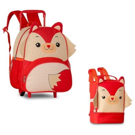 Kit Mochila Rodinha "13" e Lancheira Pets Raposa - Clio Style - Webiishop