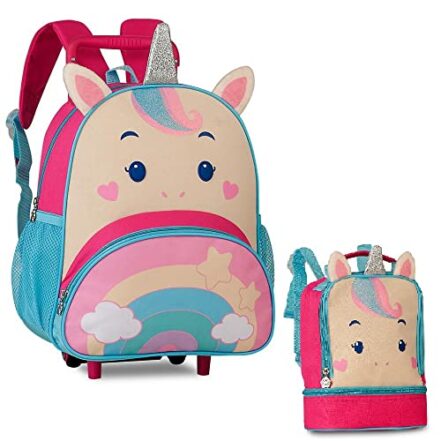 Kit Mochila Rodinha 13 e Lancheira Pets Unicórnio Rosa Clio Style - Webiishop