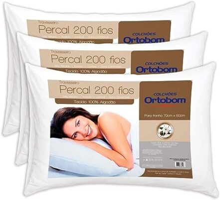 Kit Travesseiro 03 Peças Percal com 200 Fios - Ortobom - Webiishop