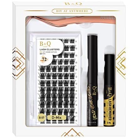 Kit de extensão de cílios B & Q Clusters de cílios individuais com cola e removedor de cílios para extensões de cílios (kit, B07) - Webiishop