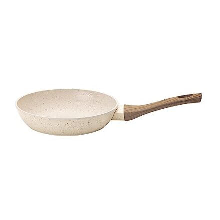 Mimo Style Frigideira Linha Cook - Estrutura em Alumínio Revestida em Cerâmica, Fundo de Indução. Cabo Soft-Touch, Não Esquenta. Funciona em Fogão a Gás, Elétrico e Indução (Marmol - Vanilla, 20cm) - Webiishop