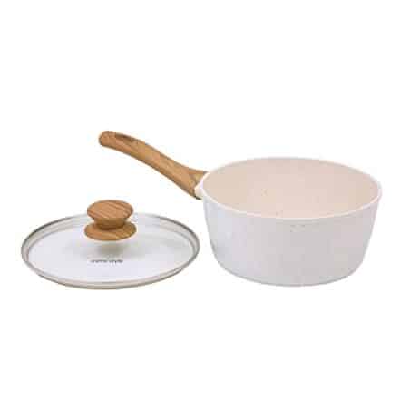 Mimo Style Panela Cook 20cm/2,25L - Estrutura em Alumínio, Revestimento Cerâmico. Alças e Cabos Soft-Touch. Fogão a Gás, Elétrico, Vitrocerâmico e Sistema de Indução (Mármol - Vanilla) - Webiishop