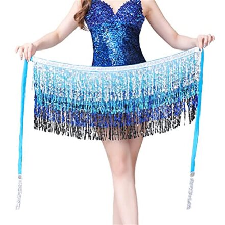 Moanyt Saia para dança do ventre boêmio, lenço de quadril com franja de lantejoulas, cinto para mulheres, festivais, danças, raves, acessórios - Webiishop