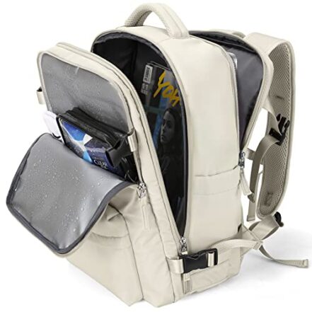 Mochila de viagem grande feminina, bagagem de mão, mochila impermeável para fazer trilha e esportes ao ar livre, mochila escolar, D-bege - Webiishop