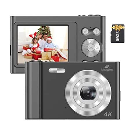 Moniss 4K Câmera Digital Film ra de Vídeo 48MP Tela IPS de 2,4 Polegadas Foco Automático Digital 16X Anti-vibração Detecção de Rosto Captura de Sorriso Flash e Bateria Embutidos com Cartão de - Webiishop