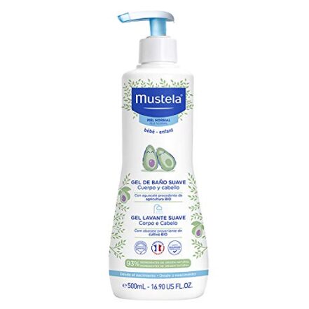 Mustela BR Gel Lavante Suave Com Abacate Orgânico 500Ml - Sabonete Líquido Corpo e Cabelo Para Bebês 93% De Ingredientes De Origem Natural Fórmula Biodegradável - Mustela Bebê e Criança - Webiishop