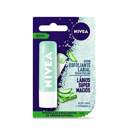 NIVEA Esfoliante Labial Scrub Aloe Vera 4,8g - Renova os lábios com efeito peeling, previne as pelinhas e deixa os lábios macios e hidratados, sem cor - Webiishop