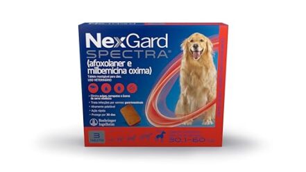 NexGard Spectra Antipulgas e Carrapatos para Cães de 30,1 a 60kg - 3 tabletes - Webiishop