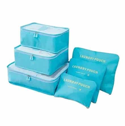 Organizadores De Malas Kit Com 6 Pecas Necessaires Para Mala De Viagem Compactas E Portateis (Azul) - Webiishop