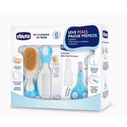 PACK ESCOVA E PENTE + TESOURINHA - AZUL - Webiishop