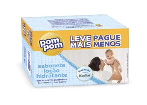 Pom Pom Leve Mais Pague Menos, Kit Sabonete Hidratante, 70g cada - Total 350 g - Webiishop