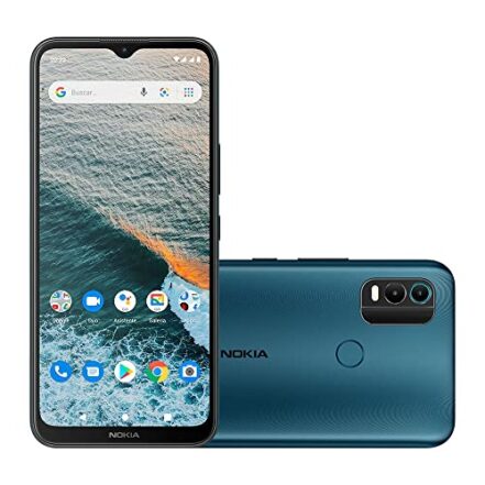 Smartphone Nokia C21 Plus 4G 128GB Tela HD+ 6,5” Câm Dupla 13MP Android Bateria de 2 dias de duração + Capa/Película/Fone/Carregador - Azul - NK097 - Webiishop