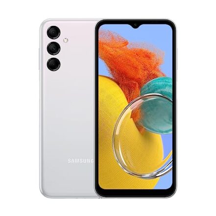 Smartphone Samsung Galaxy M14 5G, 128GB, 4GB RAM, Tela Infinita de 6.6" Dual Chip Prata - Webiishop