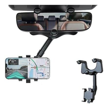 Suporte Para Celulares Telefones de Carro Encaixe Retrovisor 360 Giratório e Retrátil Veicular Espelho Retrovisor Ajuste de Rotação de 360 - Webiishop