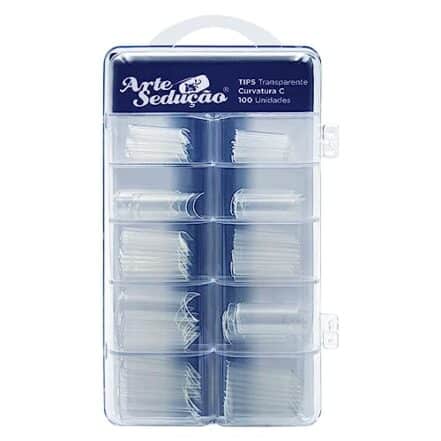 Tips Unhas Postiças Para Alongamento Curvatura C Transparente, Com 100 Arte Sedução - Webiishop