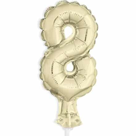 Topo de bolo exclusivo 57268 folha dourada número 8 para festa balão 1 ct 12,7 cm - Webiishop