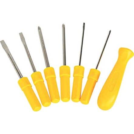 Tramontina 41110506 Jogo de Chaves de Fenda com Pontas Intercambiáveis, Conjunto de 6 Peças, Amarelo - Webiishop