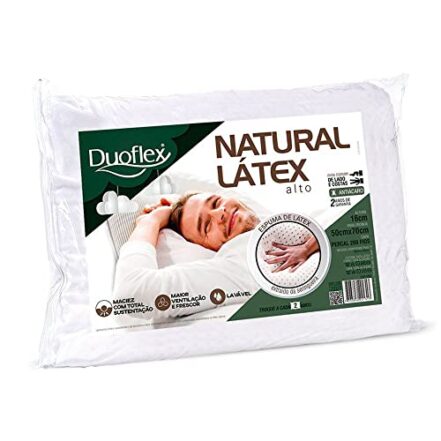 Travesseiro Natural Látex, Duoflex, 100% Algodão, Branco, para Fronha 50Cmx70Cm - Webiishop