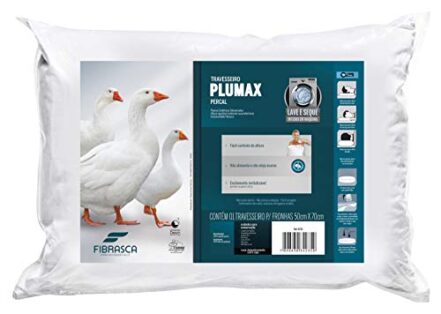 Travesseiro Toque de Pluma - Plumax Percal - Integralmente lavável em máquina - P/ fronhas 50x70 cm - Fibrasca, Branco - Webiishop