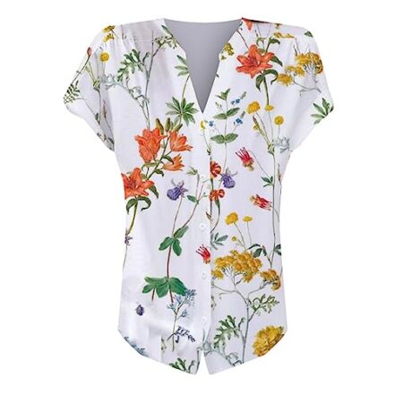 Túnica feminina camisas e blusa feminina solta solta design básico botão para baixo camisas de sol camiseta, A, XG - Webiishop