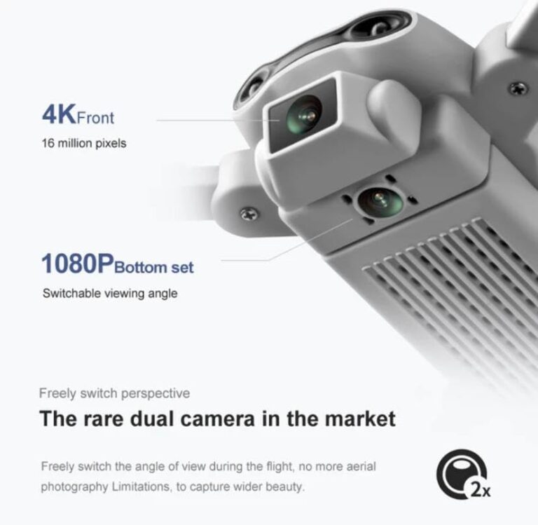 V9 Mini Drone 4K Dual Camera HD Camera 1080P WIFI FPV Fotografia Aérea Helicóptero Dobrável Quadcopter 2 baterias - Webiishop