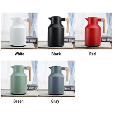 Wemay Jarra térmica de café 1 l com parede dupla jarra térmica com cabo de madeira chaleira de água garrafa térmica garrafa de chá mantendo quente e frio - Webiishop