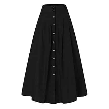 ZLBDYG Saia feminina longa feminina primavera e verão casual solta cor lisa evasê saia de cintura alta com bolso - Webiishop