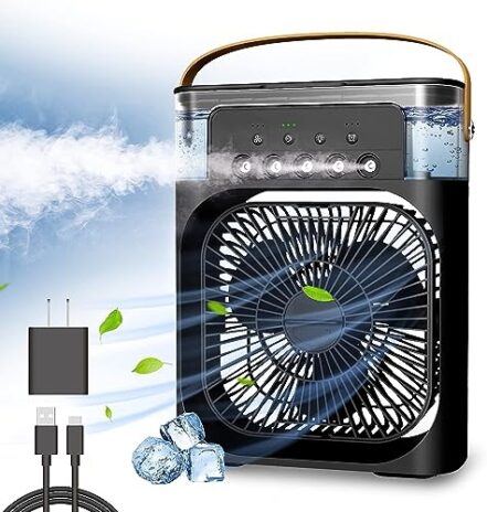 softdigit Ventilador Portátil de Mesa Mini Ar Condicionado Umidificador Climatizador Led Água e Gelo 3 Velocidades Led (PRETO) - Webiishop