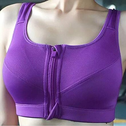 yeacher Sutiã esportivo feminino com zíper frontal, que elimina a umidade, à prova de choque ajustável e acolchoado regata superior acolchoado cueca treino de ioga, fitness corrida - Webiishop