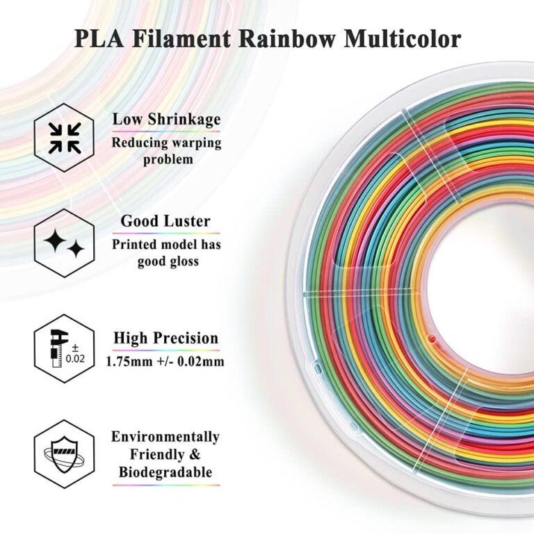 3D Printer PLA Filament - Gradient Change Rainbow Multicolorido, Materiais de Impressão 3D Rainbow Color 1.75mm 1kg, Amplamente Compatível para Impressora 3D FDM (Color : Silk iridescent 02) - Webiishop