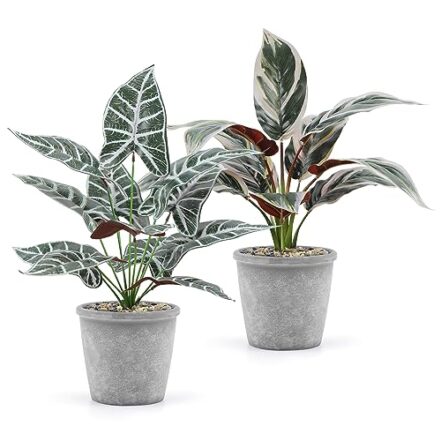 AOKKR Conjunto de 2 plantas falsas artificiais em vaso de plantas artificiais para banheiro estar em casa escritório quarto casa de fazenda prateleira de cozinha decoração interior, altura 42 cm - Webiishop