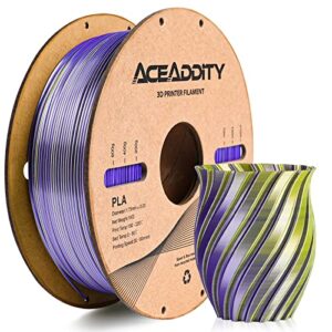 Aceaddity Filamento de impressora 3D Silk Magic PLA co extrusao de duas cores 175 mm filamento PLA de impressao 3D PLA coextrudado de seda brilhante precisao dimensional 003 mm 1kg22 lbs roxo amarelo 0