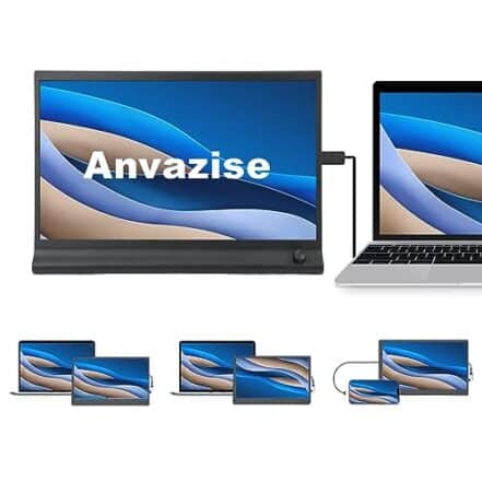 Anvazise Extensor De Monitor De Laptop,15.6 inch Monitor portátil Duas Telas 1920 × 1080 FHD IPS Monitor USB C/HDMI portátil, suporte de capa incluído, Plug and Play,para Laptop notebook - Webiishop