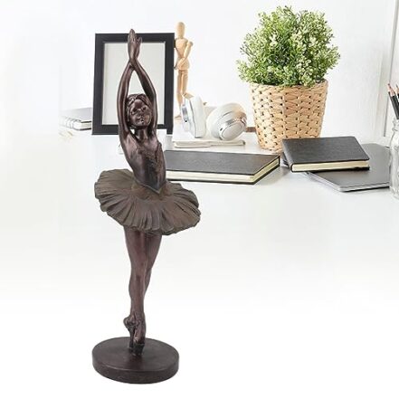 BEIJIALY Escultura de bailarina em pé, ornamento de figura de escultura artística de bailarina de resina elegante, estátuas de bailarina de menina dançando para estante de mesa - Webiishop
